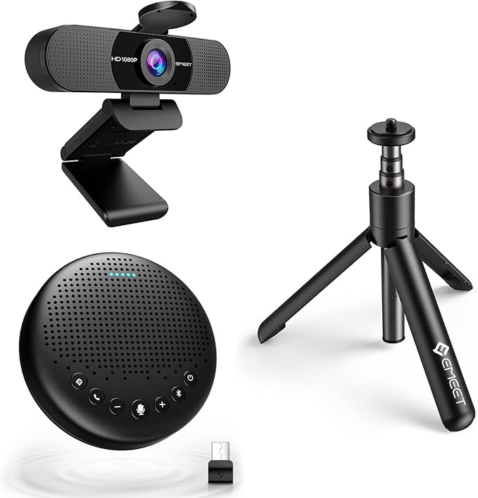 EMEET Conference Speaker and Microphone Luna Black &amp C960Kit Webcam with Tripod