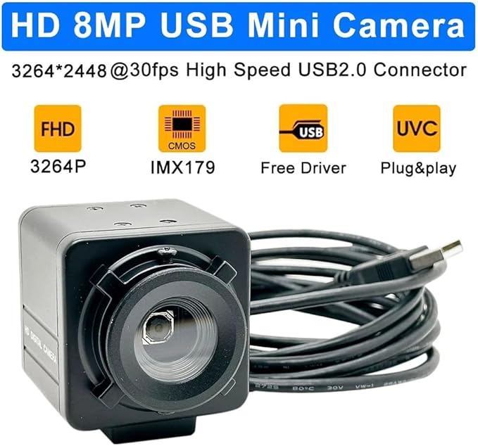 Industrial 4K USB Webcam PC Laptops Video 8MP Autofocus USB Camera IMX179 Sensor OTG UVC Plug &amp Play