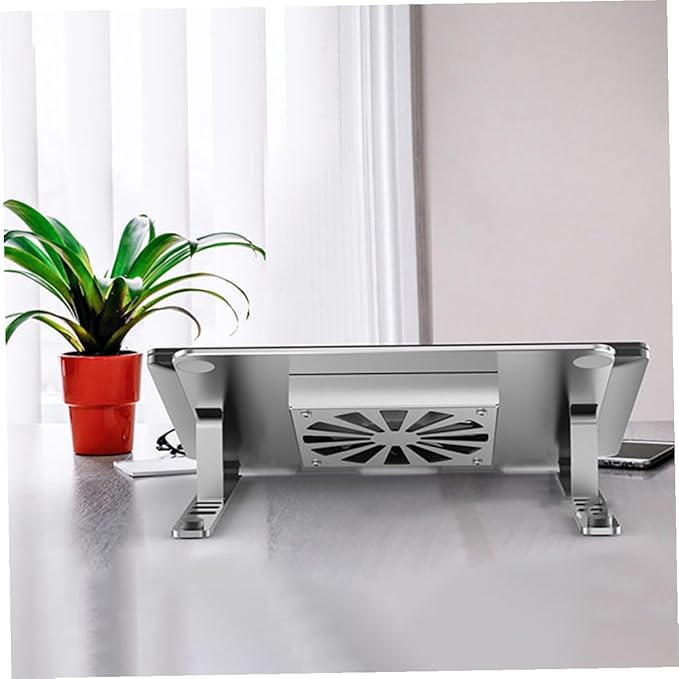 Aluminum Alloy Laptop Cooler Stand with Height Adjustable Cooling Fan Under 17.3 Inch Notebooks Silver Cooling Pad for Gaming Laptops and Office Use