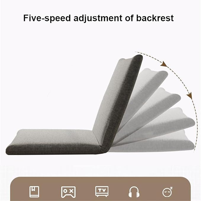 BTZHY Floor Chair Floor Chair with Back Support Padded Floor Chair with Adjustable Backrest 5 Adjustable Position Gaming Floor Chair Folding Sofa Chair for Balcony Bay Window BedroomDark Gray