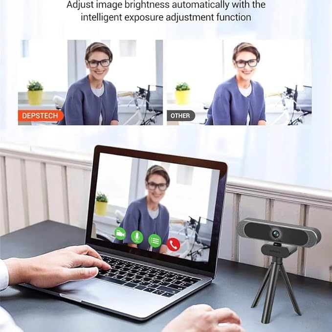 4K 8MP Webcam with Noise-Canceling Microphone Tripod Plug Play Web Camera for Meeting Video