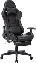 Ergonomic Gaming Chair Desk Chair Leather Computer Chair with Headrest and Lumbar Support Swivel Reclining Video Game Chair for AdultsBlackHeight 124134CM