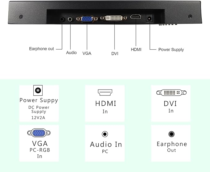VSDISPLAY 12.1 12.1 Inch 800x600 700nit TFT Industrial Monitor VS121ZJ01 with DVI VGA Port Built-in Dual SpeakersMetal Shell with Bracket