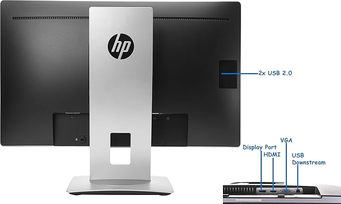 HP EliteDisplay E222 Full HD 22 Inch LED Monitor 1080p at 60Hz VGA HDMI Display Port USB 2.0 178 Degree Viewing Angle 7ms Response Time 250 Cd/m Brightness (Renewed) Black &amp Silver