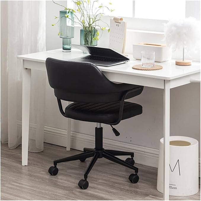 Adjustable Office Computer Chair with Armrest Simple Office Chair Home Comfortable Swivel Chair Breathable Student Dormitory Office Chair(Black)