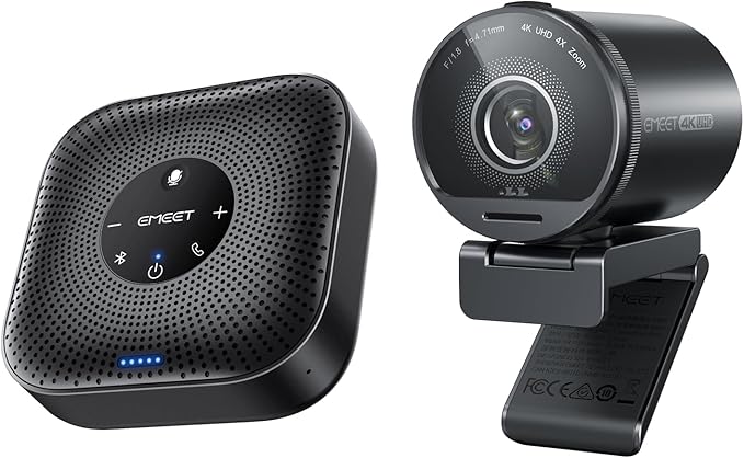 EMEET S800 4K Webcam for Streaming and M0 Plus Bluetooth Speakerphone