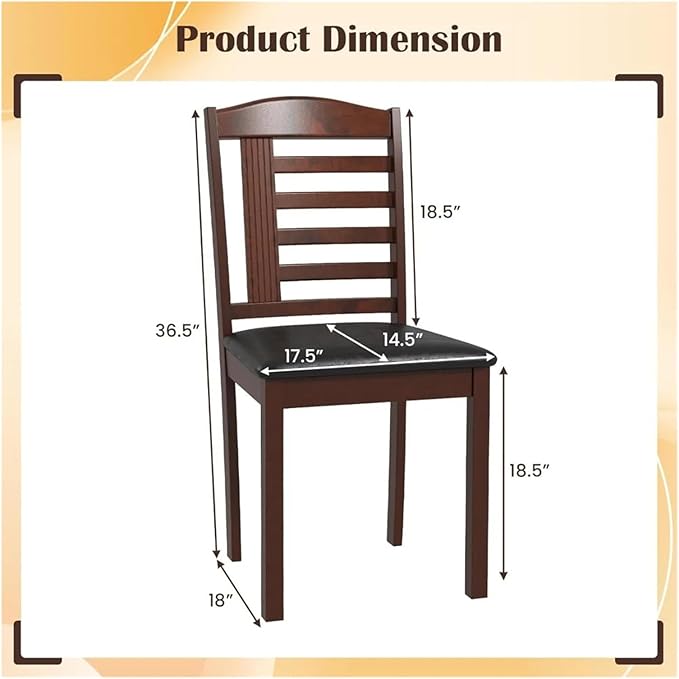 Adjustable Office Computer Chair with Armrest 1pcs Brown Black Dining Chairs with Leather Padded Seat and Rubber Wood Frame