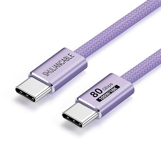 SHULIANCABLE USB C Cable USB 4 Data Cable80Gbps Data Sync Supports 16K/8K DisplaysCompatible with Thunderbolt 4/3 USB C Monitors MacBookHub Docking (Purple 3.3FT/1M)