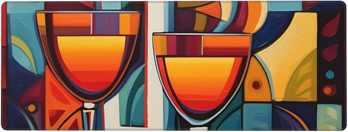 Abstract Wine Glass Large Mouse Pad XL Extended Gaming Pad Waterproof Desk Mat for Desktop Keyboard Non Slip Mousepad for Office Game Home 32.15x11.8