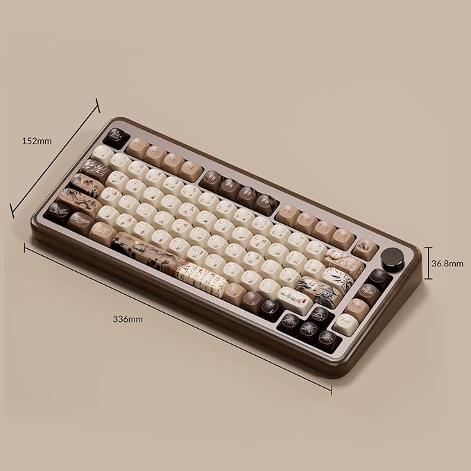 Akko MU02 Mechanical Keyboard with Walnut Wooden Case 75% RGB 2.4G Wireless/Bluetooth/Wired Hot-Swappable Gaming Keyboard with PBT Dye-Sub Keycaps for Mac &amp Win (Mountain Seclusion Rosewood Switc