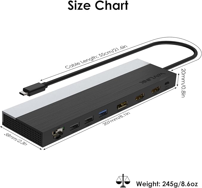 WAVLINK USB C Docking Station USB-C Dock Triple Display PD 85WUSB Type C Hub with DisplayPort HDMI USB 2.0/3.0 Gigabit Ethernet SD/TF Slot Audio Jack for Windows and Mac