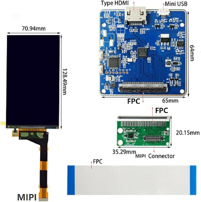 DAGIJIRD 5.5 Inch 1440X2560/2K LCD Screen LS055R1SX04 with Backlight MIPI LCD Controller Board for 3D Printing