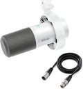 FIFINE XLR/USB Dynamic Mic with 10ft XLR Cable Kit Studio Recording Microphone for Streaming with Mute Tap Volume Control Headphones Jack Black Mic Wire Compatible with Audio Mixer (K688W+L9)
