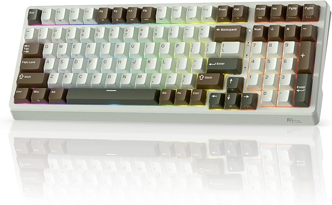 RK ROYAL KLUDGE F99 Wireless Mechanical Keyboard with Numper Pad Tri-Mode Hot Swappable 95%100 Keys Gaming Keyboard BT/2.4G/USB-C RGB Backlit Gaming Keyboard for PC/Tablet/Xbox/PS4/PS5