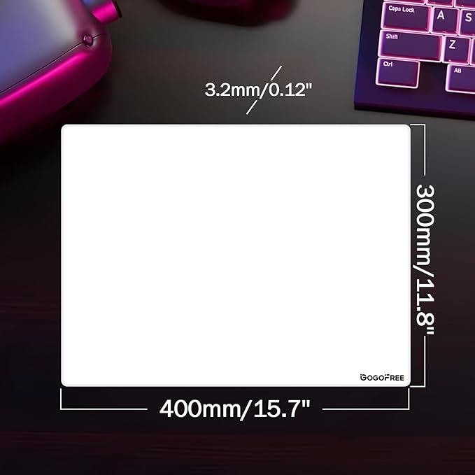 Glass Gaming Mouse Pad Professional Esport Tempered Glass Mouse Pad Ultra-Smooth Micro-Etched Surface for Top Speed and ControlHard Mousepad White (15.7'' x 11.8'')