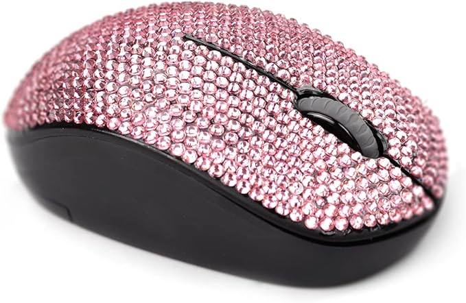 SA@ Luxury 6 Colors Bling Crystal Rhinestone 2.4G Wireless Mouse for Laptop Notebook PC Computer MacBook Gifts for The Office (Pink)