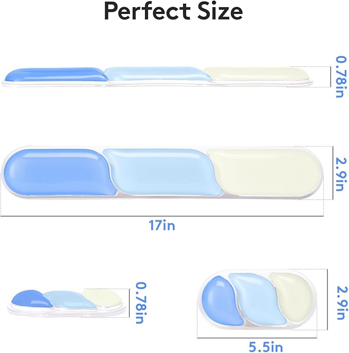 Upgrade Keyboard Wrist Rest Set Gel Keyboard Wrist Support Mousepad Ergonomic Mouse Wrist Mat for Computer Laptop Home Office Blue Color Block