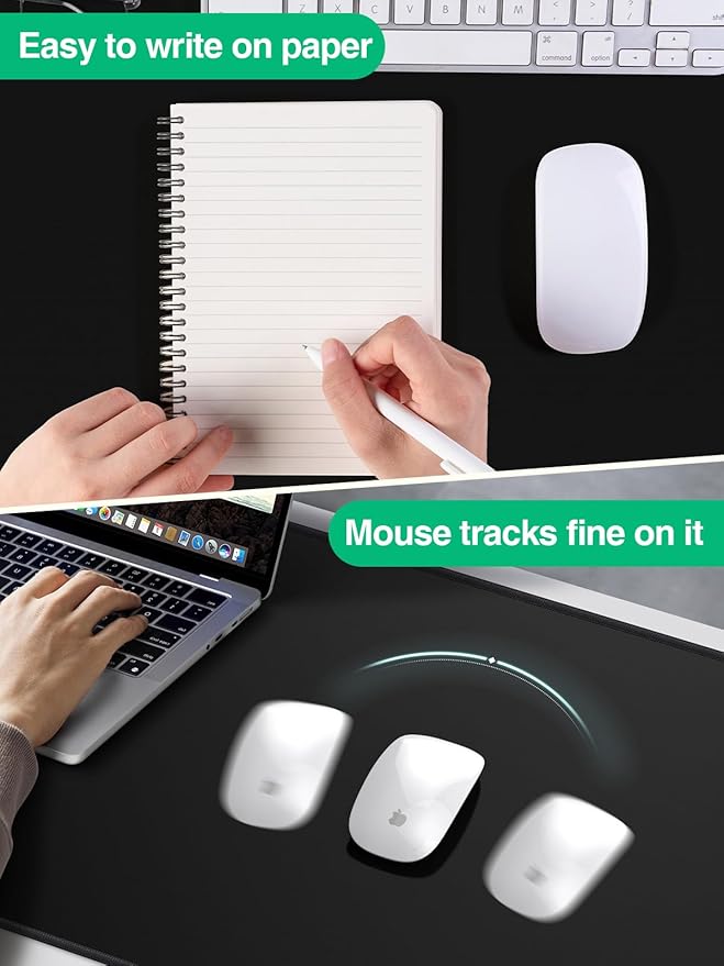 Mouse Pad with Magnetic Wireless Charging Large Desk Mat Non-Slip Mouse Mat Keyboard Pad for Gaming Desk Office PC (The Left Charging-Black)