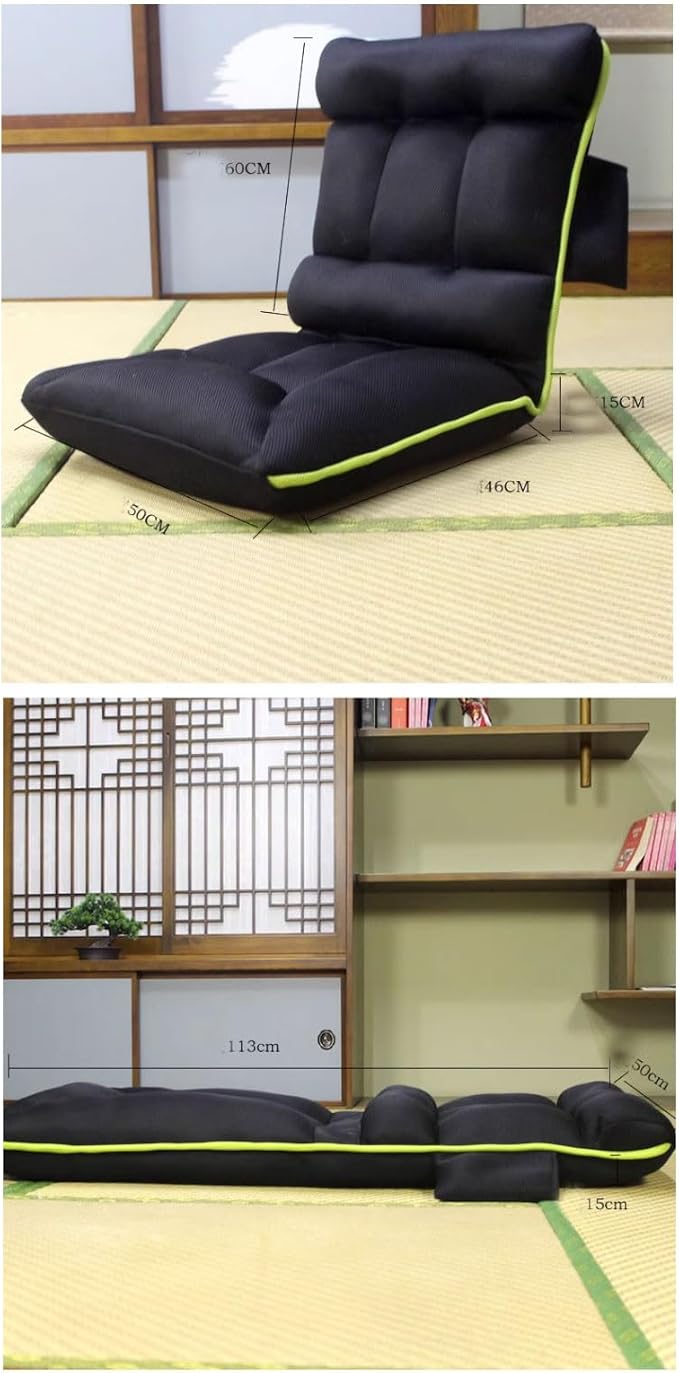 Aimeryup Adjustable Height Legless Chair Metal Foldable Detachable Fabric Cushion Back Support Floor 50X46X60CM(Size:50X46X75CMColor:A)