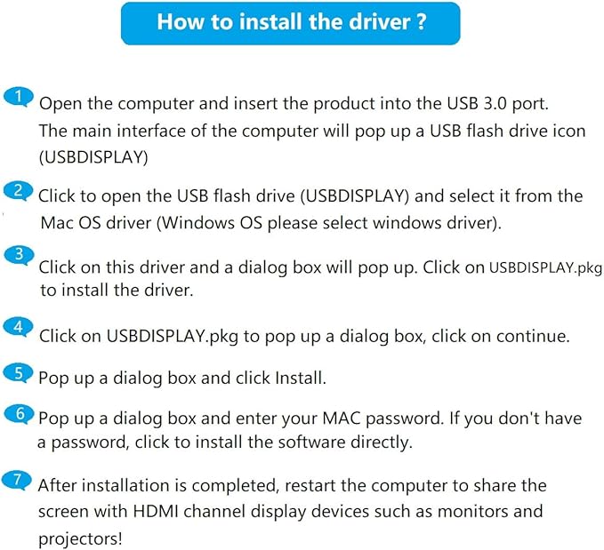 USB 3.0 to Dual Hdmi Adapter for 2 Monitors 1080p Mirroring and Extending USB to 2 HDMI Splitter with USB Hub PD Charging Supports Windows Mac OS【Needs Install Driver】 (Grey)