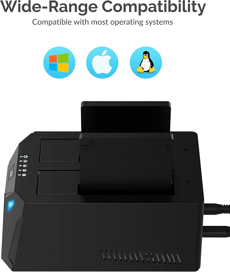 SABRENT USB Type C SATA 2.5” &amp 3.5” Dual Bay Hard Drive Docking Station | Offline Cloning | Up to 5Gbps | Tool Free Installation (EC-CH2B)