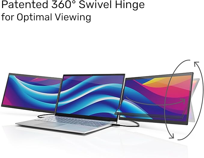 SideTrak Swivel Pro Triple 13.3 Portable Monitor for Laptop | Patented 360° Swivel Hinge Ultra-Slim FHD 1080p Laptop Screen Extender w/Kickstand | USB-C Mac PC Chrome Compatible