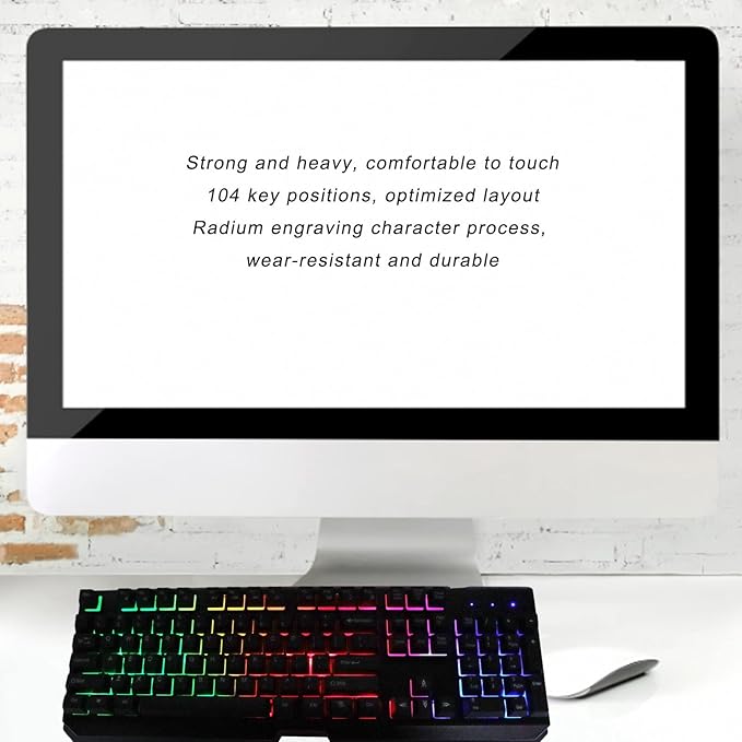 GOWENIC Mechanical Gaming Keyboard Wired RGB with Ergonomic Wrist Rest 104 Keys USB QWERTY Layout