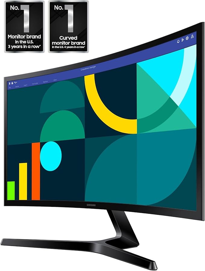 Samsung 24 Essential S3 (S36GD) Series FHD 1800R Curved Computer Monitor 100Hz Game Mode Advanced Eye Comfort HDMI and D-sub Ports LS24D366GANXZA