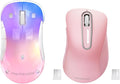 memzuoix 2.4G Wireless Mouse Cordless Computer Mice Wireless Mouse for Laptop Desktop PC MacBook- 2 Pack (LED Rechargeable Wireless Mouse+ Pink Wireless Mouse)