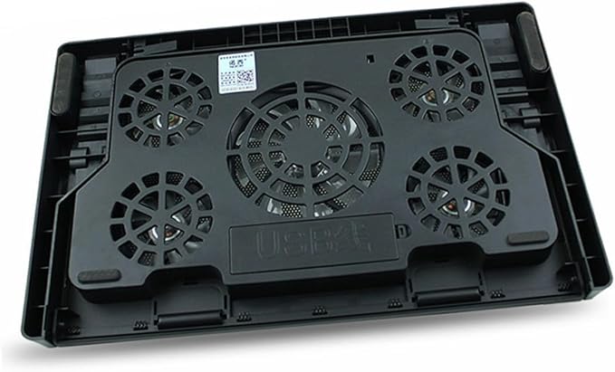 USB Laptop Cooling Stand 5 Fans Cooler with Adjustable Multi-Angle Base Anti-Skid Heatsink Bracket for Gaming and Office Use Black