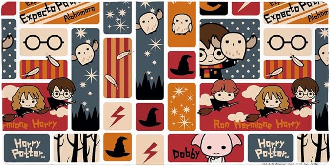 Harry Potter Cute Chibi Pattern Large Gaming Mouse Pad Desk Mat with Stitched Edges Non-Slip Base for Gamer Home and Office 31.5 x 15.7
