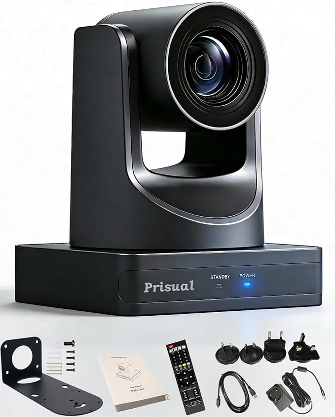 NDI 6.1.1 PTZ Camera Ai Auto-Tracking 20x Optical Zoom LAN USB3.0 PoE HDMI PTZ Camera for Church Services Worship Education Live Events(Official NDI Certified) PT20X-UL-N