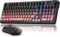 BlueFinger Wireless Gaming Keyboard and Mouse Combo RGB Backlit Tri-Mode Bluetooth/2.4G/USB-C Wired 98 Keys Quiet Keyboard with Number Pad Volume Knob &amp Screen 4800 DPI Mouse for PC/Mac/Lapto