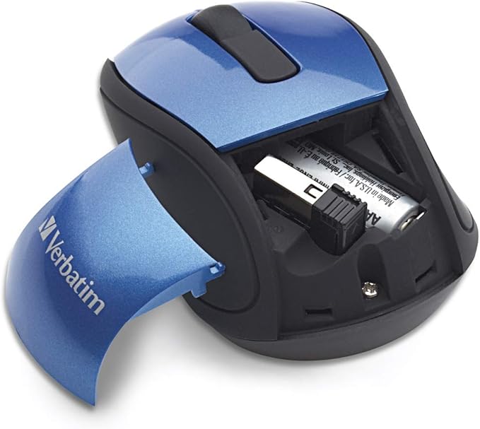 Verbatim 2.4G Wireless Mini Travel Optical Mouse with Nano Receiver for Mac and PC - Blue