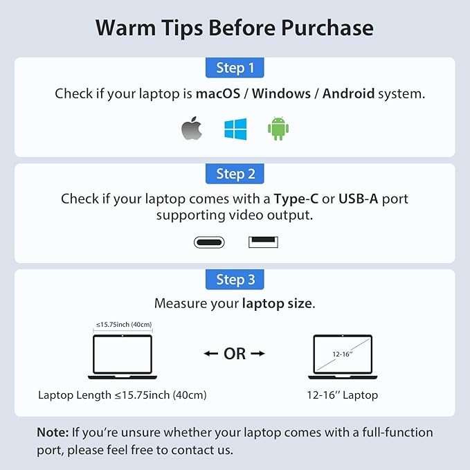 KYY Laptop Screen Extender 14'' FHD 1080P USB-C Portable Monitor IPS Computer Monitor Dual Monitor for Triple Screen for 12-16 Laptop (Mac Wins Android) Driver Need
