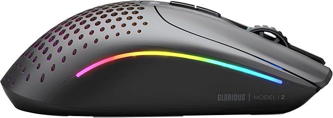 GLORIOUS Gaming Model I 2 Wireless Gaming Mouse - Hybrid 2.4Ghz &amp Bluetooth 75g Superlight 9 Buttons (2 Swappable) RGB PTFE Feet MMO/MOBA/FPS Long Battery Life Side Thumb Rest - Black