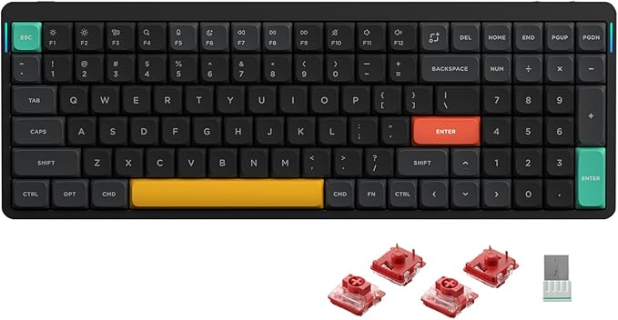 nuphy Air96 V2 Wireless Mechanical Keyboard100 Keys RGB Backlit KeyboardSupports Bluetooth 5.12.4G and Wired Connectionfor PC/Laptop/Windows/Mac -Black Gateron Cowberry Switch