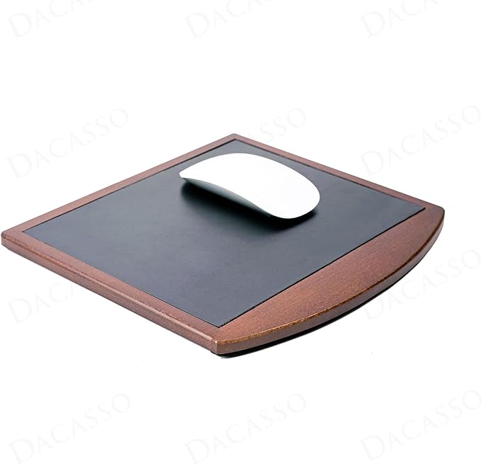 Dacasso Luxury Walnut &amp Black Leather Mouse Pad - Wood &amp Leather for Optical/Analog Mouse - Executive Desk Decor &amp Essential Office Accessories