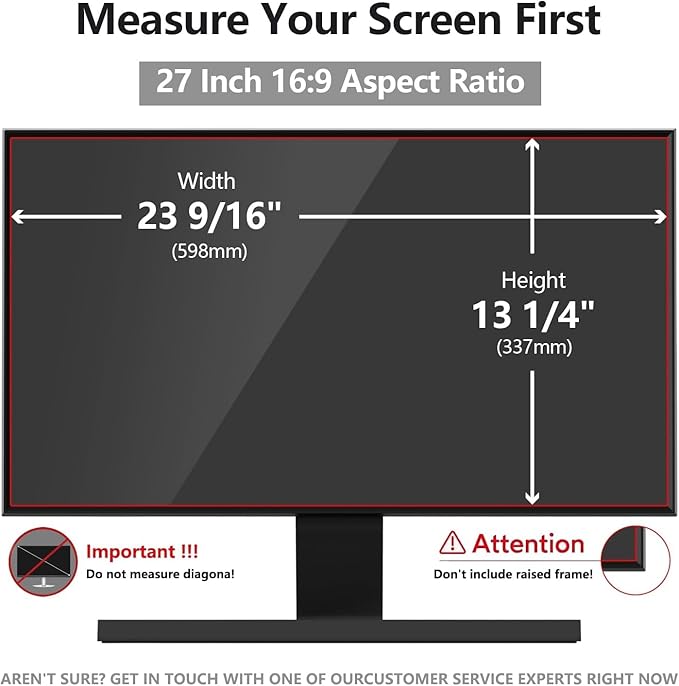 [2 Pack 27 Inch Computer Privacy Screen Shield for 16:9 Widescreen Desktop Monitor - Anti-Glare Blue Light Privacy Filters and Anti Spy Privacy Screen Protector Film