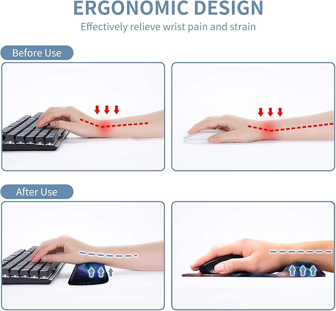 Keyboard Wrist Rest and Mouse Wrist Rest Pad Set Made of Memory Foam with Non Slip Rubber Base Ergonomic Gel Wrist Rest for Computer Keyboard Gaming Office Working with Galaxy Blue Dragon Coaster