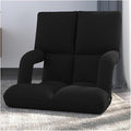 Floor Chair Back Support Folding Sofa Adjustable Positions Padded Lazy Sofa Breathable Floor Gaming Chair for Reading Meditating(Black)