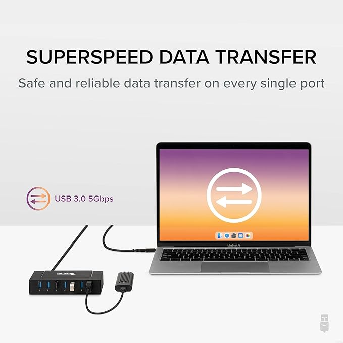 2.5G Ethernet &amp USB Expansion Bundle: Plugable USB-C to 2.5Gbps Ethernet Adapter + 7-Port USB Hub with 60W Power Adapter | USB-C/USB-A Fast LAN High-Speed Data macOS/Windows/Linux