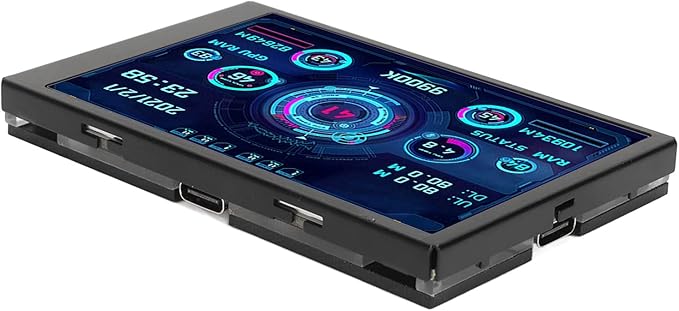 3.5in Computer Temp Monitor Full View Temperature Display USB Mini Screen for PC CPU RAM Plug and Play (Black)