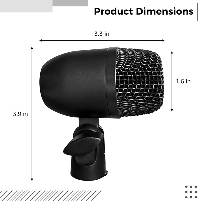 Cardioid Dynamic Microphone For Bass Drum Kick Drum Mic With Mounting Base For Recording And Performance