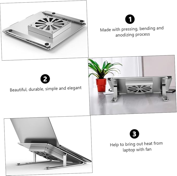 Laptop Cooling Pad Adjustable Height Laptop Stand up to Ergonomic Design for Enhanced Cooling and Comfort USB Powered Fans Led Control