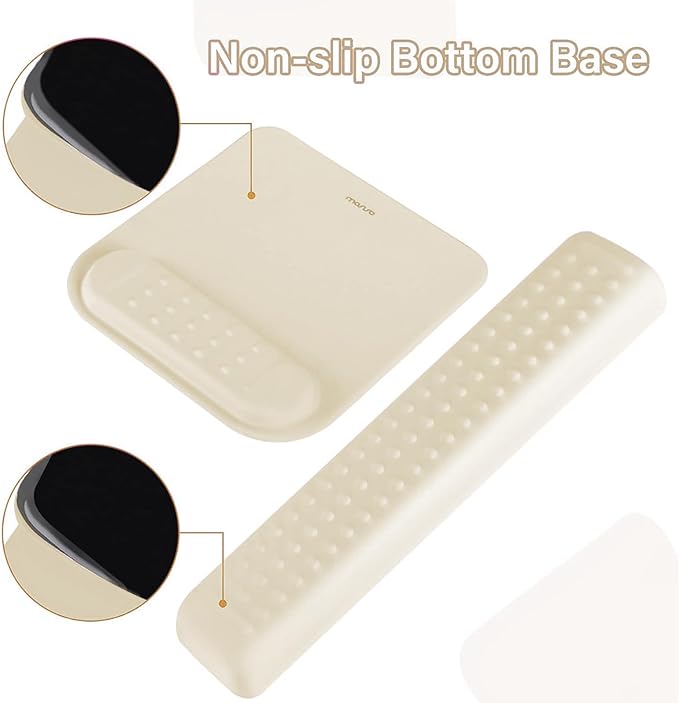 MOSISO Computer Keyboard Stand&ampWrist Rest Support for Keyboard &ampMouse Pad Set Ergonomic Massage Wrist Rest Set Easy Typing Working Acrylic Clear Stand for Office Home Khaki