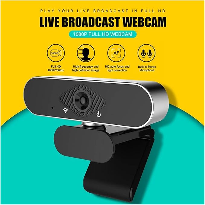 Web Camera Full HD Autofocus Webcam 1080P PC Computer Camera USB Web Camera with Microphone for Video Call Web Cam for Twitch Live for Gaming Video Calling Recording (Color : Type 1)