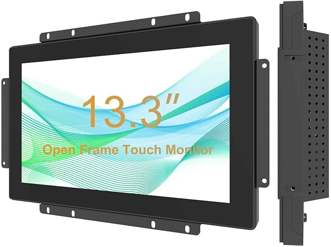 13.3-inch Industrial Touch Screen Monitor 10-Point Capacitive Open Frame Design Full HD 1920x1080 for Kiosk ATM Vending Machine (Embedded Mount IP65 Waterproof Front)