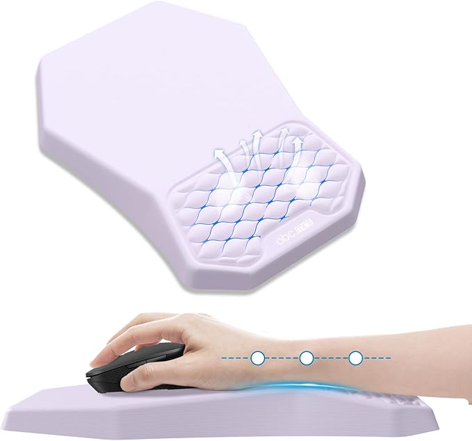 Ergonomic Mouse Pad Wrist Rest Support Massage Design Surface for Carpal Tunnel Pain Relief Memory Foam Non-Slip PU Base for Computer Desk Purple