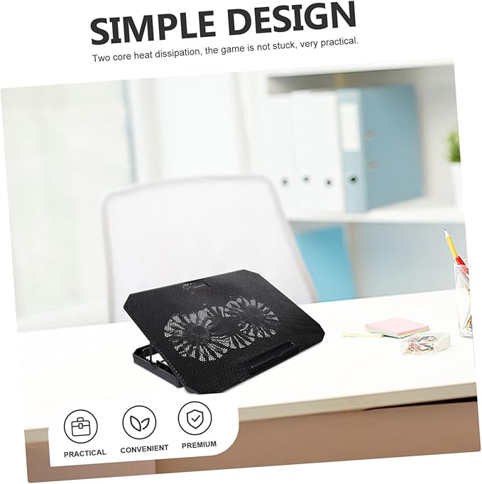 Vaguelly 1pc Laptop Cooler Stand for Notebook Height Radiator Silent Cooling Fans Ergonomic Design for Gaming and Work Black